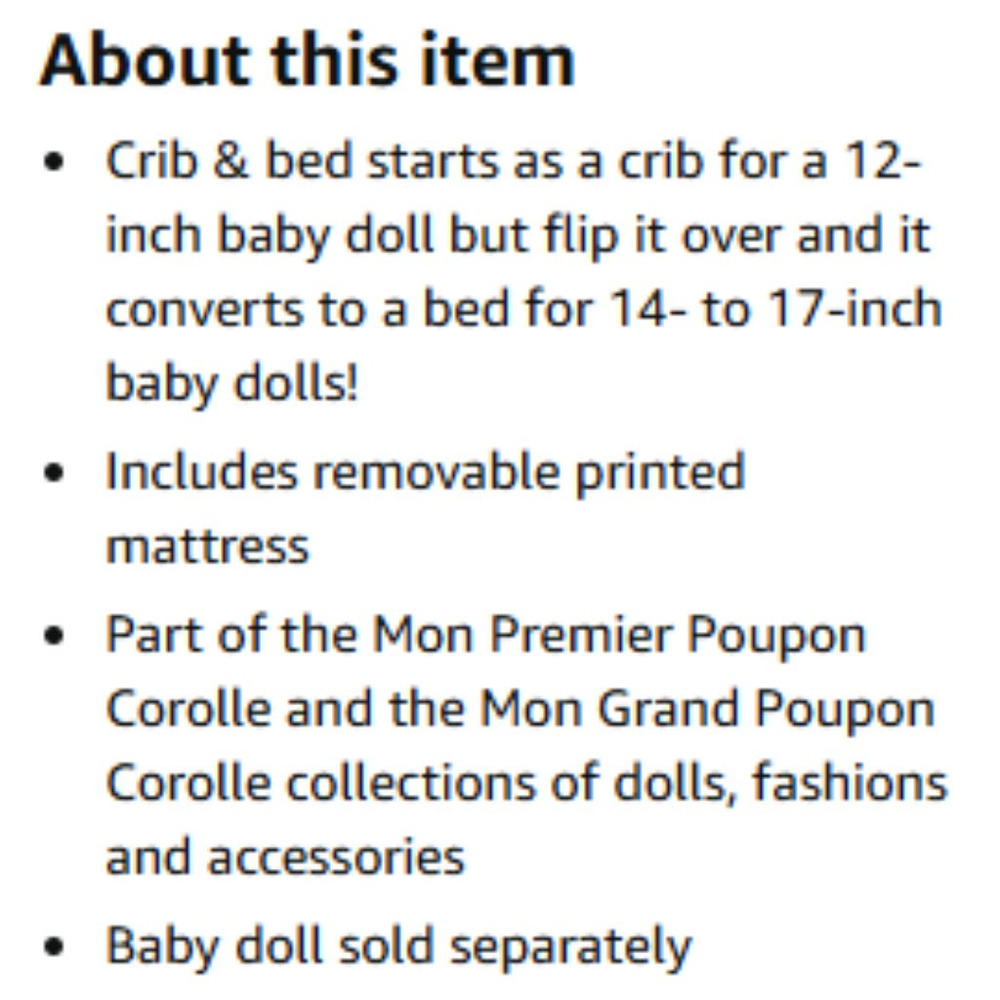 Corolle Flip Over Crib & Bed w/Mattress For 12"-17" Doll Accessory New  in Box - Picture 16 of 16